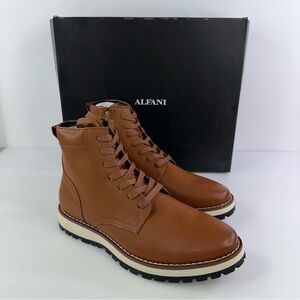 Alfani Men's Andres Lace Up Ankle Boot Leather Tan Size 8.5M